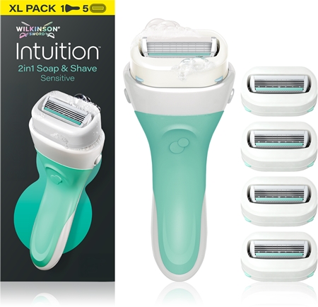 Wilkinson Sword Intuition 2in1 Soap & Shave Sensitive Shaver + replacement heads