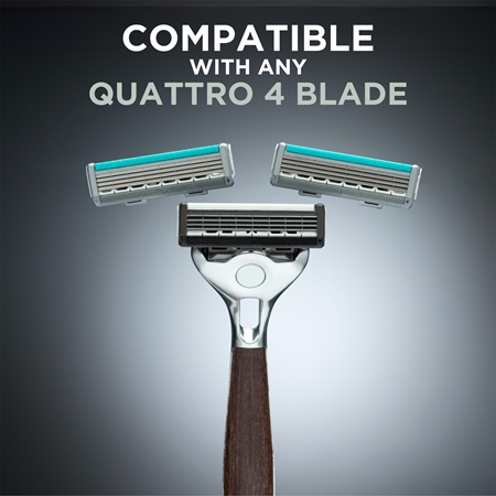 Wilkinson Sword Quattro Essential 4 Titanium Vintage Razor + Replacement Heads 5 pcs