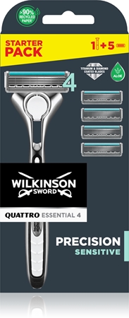 Wilkinson Sword Quattro Essential 4 Titanium Sensitive razor + replacement heads 4 pcs