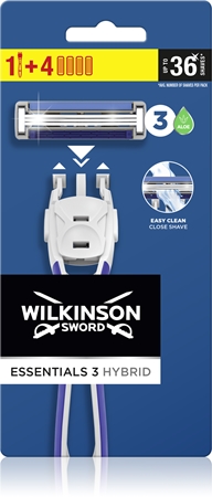 Wilkinson Sword Essentials 3 Hybrid brijač + zamjenske britvice 4 kom