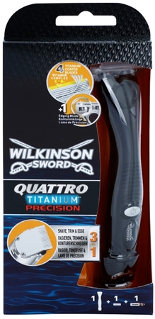 Wilkinson Sword Quattro Titanium Precision τρίμερ και ξυριστική μηχανή για υγρό ξύρισμα