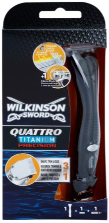 Wilkinson Sword Quattro Titanium Precision szőrnyíró és borotva a vizes borotválkozásra