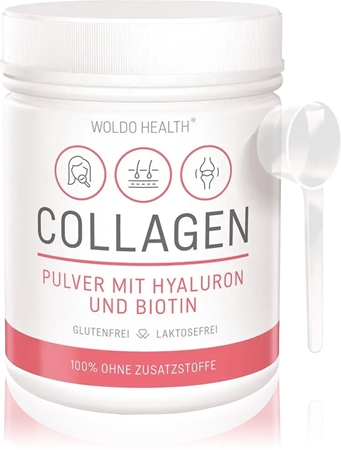 WoldoHealth® Collagen Powder mit Hyaluron und Biotin hydrolysiertes Kollagen mit Hyaluronsäure
