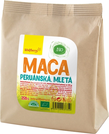 Wolfberry Maca prášok prášok v BIO kvalite na podporu fyzickej a psychickej rovnováhy tela