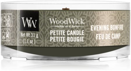 Woodwick Evening Bonfire votivna sveča z lesenim stenjem
