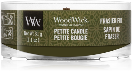 Woodwick Frasier Fir votive candle with wooden wick