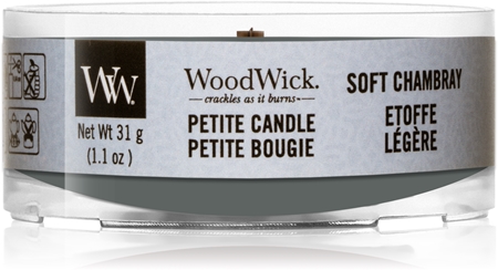 Woodwick Soft Chambray votive candle Wooden Wick