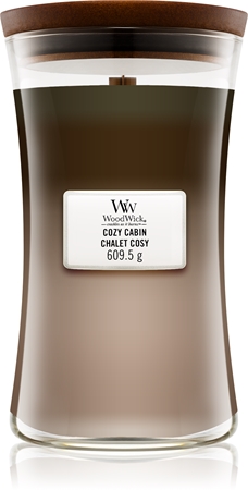 Woodwick Trilogy Cozy Cabin ароматна свещ с дървен фитил