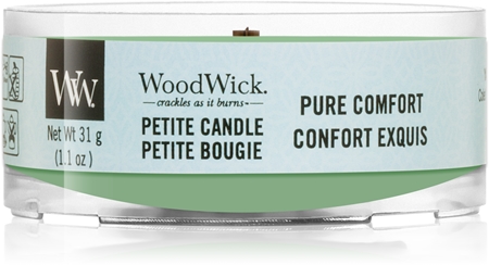 Woodwick Pure Comfort votivna sveča z lesenim stenjem