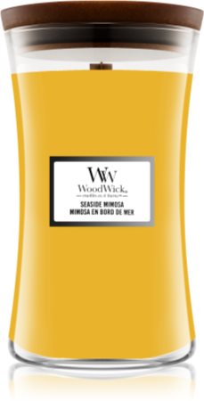 Woodwick Seaside Mimosa mirisna svijeća s drvenim fitiljem