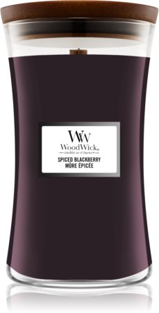 Woodwick Spiced Blackberry mirisna svijeća s drvenim fitiljem