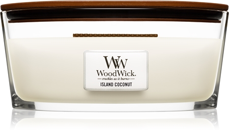 Woodwick Island Coconut candela profumata con stoppino in legno (hearthwick)