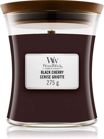 Woodwick Black Cherry lumânare parfumată cu fitil din lemn