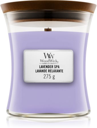 Woodwick Lavender Spa vonná svíčka s dřevěným knotem