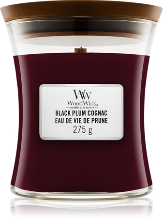 Woodwick Black Plum aроматична свічка з дерев'яним гнітом