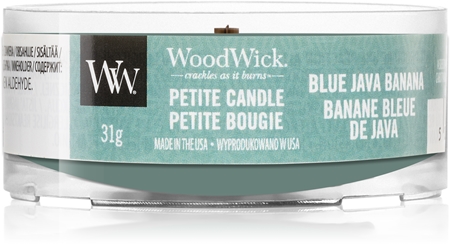 Woodwick Blue Java Banana votívna sviečka s dreveným knotom