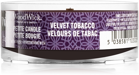 Woodwick Velvet Tobacco votive candle