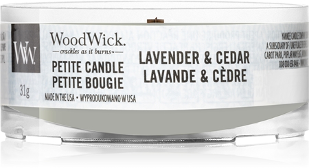 Woodwick Lavender & Cedar mala mirisna svijeća bez staklene posude