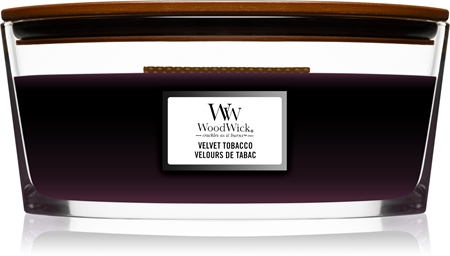 Woodwick Velvet Tobacco vonná svíčka s dřevěným knotem (hearthwick)
