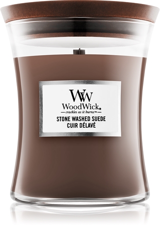 Woodwick Stone Washed Suede bougie parfumée avec mèche en bois