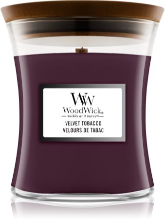 WoodWick Candela Profumata Piccola Fragranza Velvet Tobacco Con Stoppino  Legno