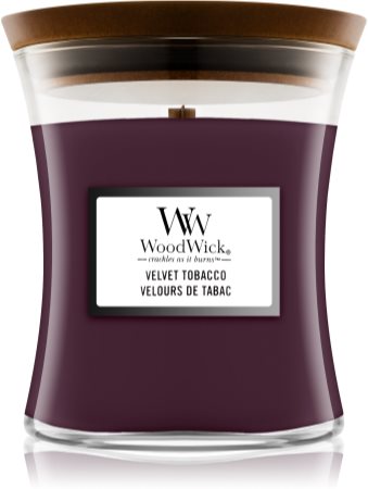 Woodwick Velvet Tobacco świeczka zapachowa  z drewnianym knotem