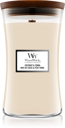 Woodwick Coconut & Tonka bougie parfumée avec mèche en bois