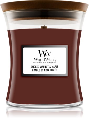 Woodwick Smoked Walnut & Maple świeczka zapachowa z drewnianym knotem