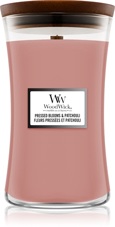 Woodwick Pressed Blooms & Patchouli Duftkerze   mit Holzdocht