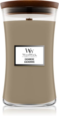 Woodwick Cashmere mirisna svijeća s drvenim fitiljem