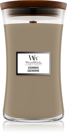 Woodwick Cashmere vonná svíčka s dřevěným knotem