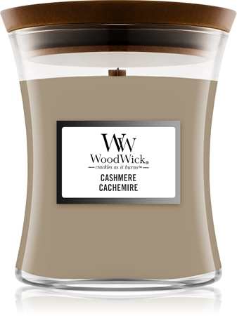 Woodwick Cashmere lõhnaküünal puidust taht