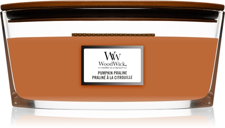Woodwick Pumpkin Praline vonná sviečka s dreveným knotom (hearthwick)