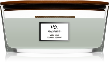 Woodwick Warm Wool vonná svíčka s dřevěným knotem (hearthwick)