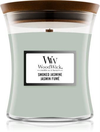 Woodwick Smoked Jasmine mirisna svijeća s drvenim fitiljem