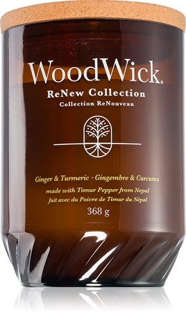 Woodwick Renew Ginger & Tumeric vonná svíčka s dřevěným knotem