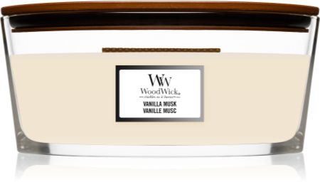 Woodwick Vanilla Musk candela profumata con stoppino in legno (hearthwick)