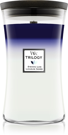 Woodwick Evening Luxe scented candle with wooden wick