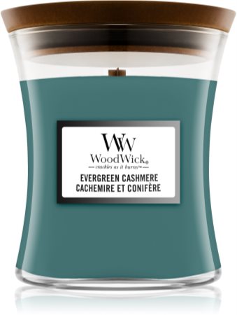Woodwick Cashmere candela profumata con stoppino in legno