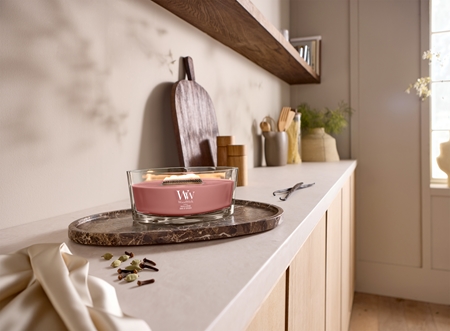 Woodwick Silk & Spice Duftkerze mit Holzdocht