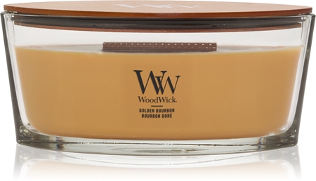 Woodwick Opulent Wood Golden Bourbon scented candle with wooden wick (hearthwick)