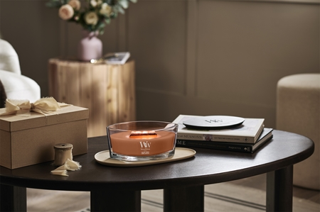 Woodwick Radiant Amber bougie parfumée avec mèche en bois
