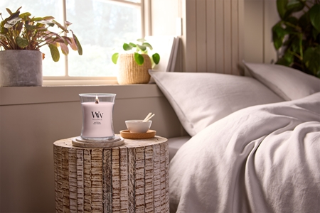 Woodwick Rose Blush Duftkerze mit Holzdocht