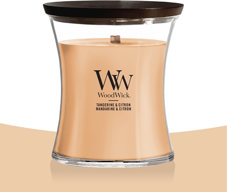 Woodwick Tangerine & Citron kvapioji žvakė medinė dagtis