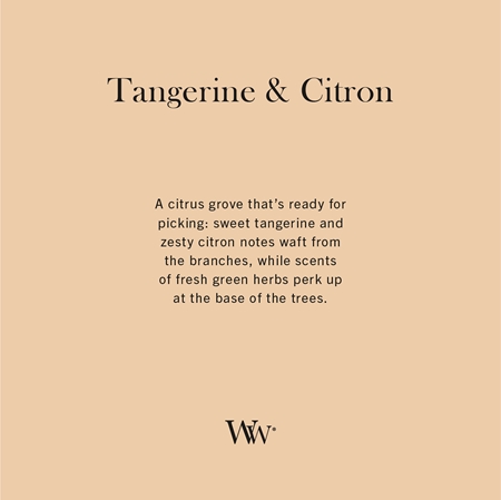 Woodwick Tangerine & Citron kvapioji žvakė medinė dagtis