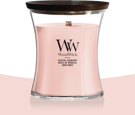 Woodwick Coastal Sunberry αρωματικό κερί με ξύλινο φιτίλι