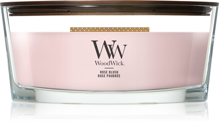 Woodwick Rose Blush αρωματικό κερί με ξύλινο φιτίλι