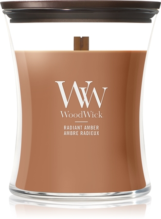 Woodwick Radiant Amber vela perfumada com pavio de madeira