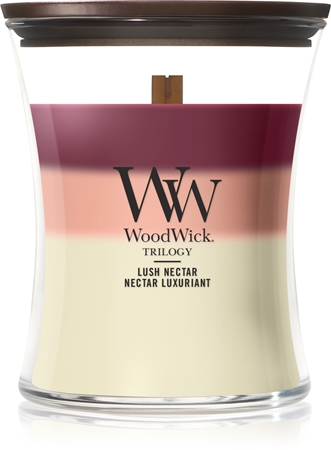 Woodwick Trilogy Lush Nectar Duftkerze mit Holzdocht