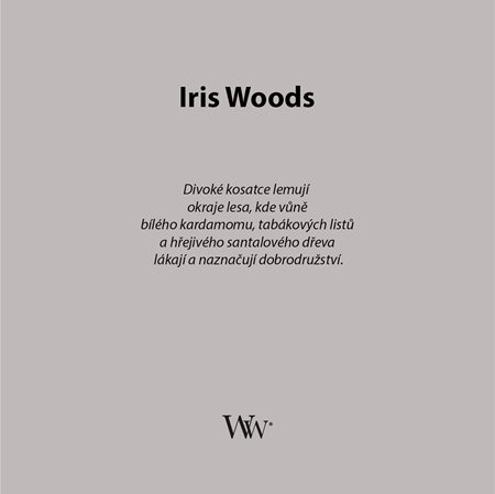Woodwick Iris Woods vonná svíčka s dřevěným knotem